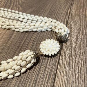 Vintage Multi-Strand Necklace with Flower Clasp